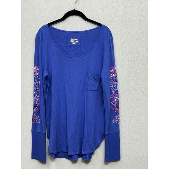 Lilly Pulitzer Luxletic Kerah Lounge Tee Size Medium Moonlight Garden Oversized - Picture 2 of 9